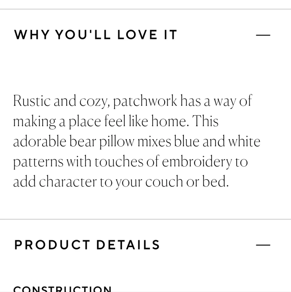 Pottery Barn 💙 NWT Nelson Patchwork Teddy Shaped Pillow Indigo Blue